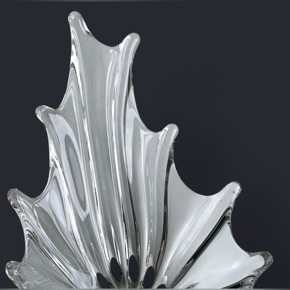 VINTAGE MCM Clear Pulled Glass Bowl Heavyweight Art Glass Unsigned - Picture 4 of 14